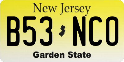 NJ license plate B53NCO