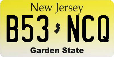 NJ license plate B53NCQ