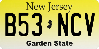 NJ license plate B53NCV