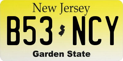 NJ license plate B53NCY