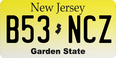 NJ license plate B53NCZ