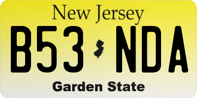 NJ license plate B53NDA