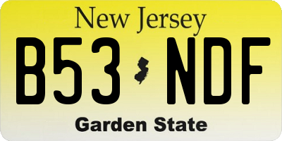 NJ license plate B53NDF