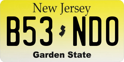 NJ license plate B53NDO