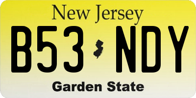 NJ license plate B53NDY