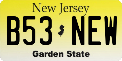 NJ license plate B53NEW