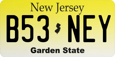 NJ license plate B53NEY