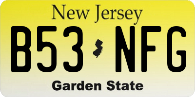 NJ license plate B53NFG