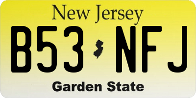 NJ license plate B53NFJ