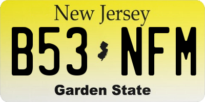 NJ license plate B53NFM
