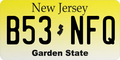 NJ license plate B53NFQ