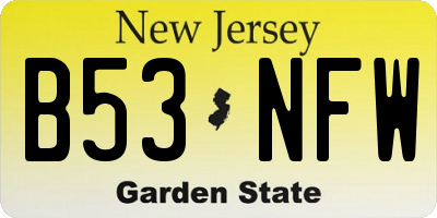 NJ license plate B53NFW