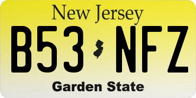 NJ license plate B53NFZ