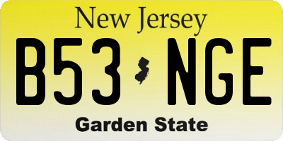NJ license plate B53NGE