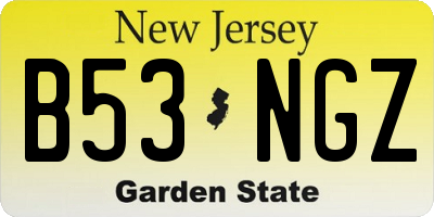 NJ license plate B53NGZ