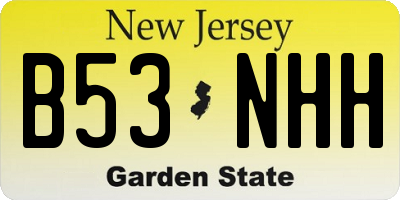 NJ license plate B53NHH