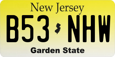 NJ license plate B53NHW