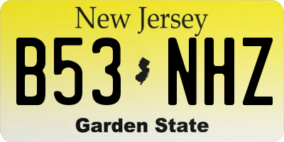 NJ license plate B53NHZ