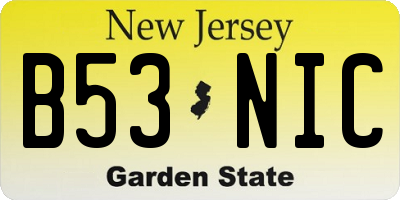 NJ license plate B53NIC