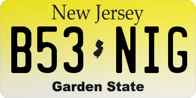 NJ license plate B53NIG