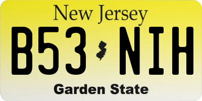 NJ license plate B53NIH