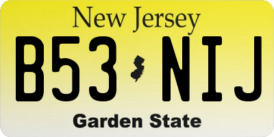 NJ license plate B53NIJ