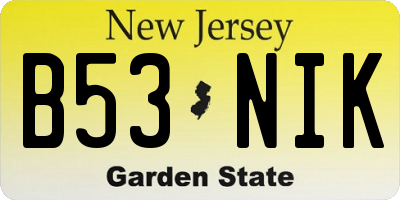 NJ license plate B53NIK