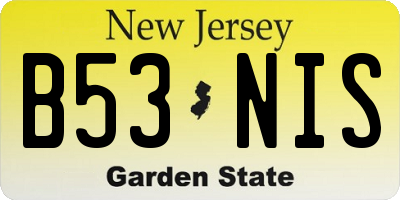 NJ license plate B53NIS