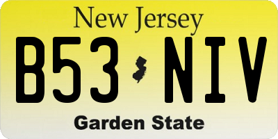 NJ license plate B53NIV