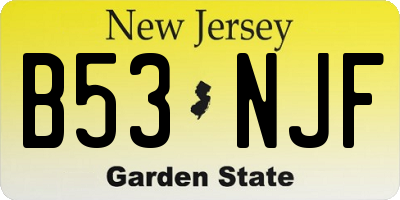 NJ license plate B53NJF