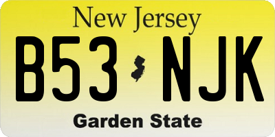 NJ license plate B53NJK