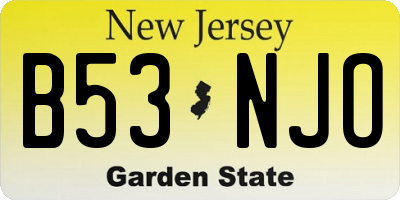 NJ license plate B53NJO