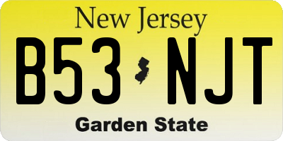 NJ license plate B53NJT