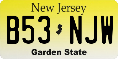 NJ license plate B53NJW