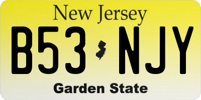 NJ license plate B53NJY