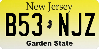 NJ license plate B53NJZ