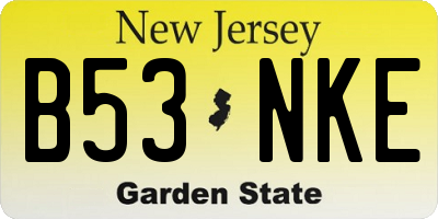 NJ license plate B53NKE