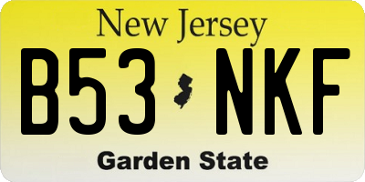 NJ license plate B53NKF