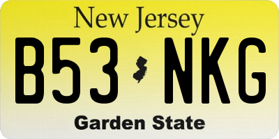 NJ license plate B53NKG