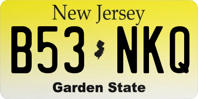 NJ license plate B53NKQ