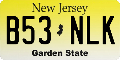 NJ license plate B53NLK