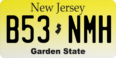 NJ license plate B53NMH