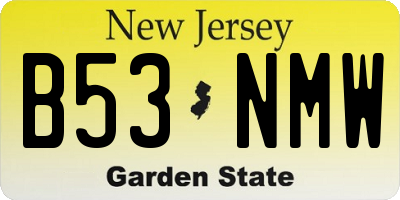 NJ license plate B53NMW