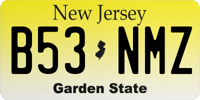 NJ license plate B53NMZ
