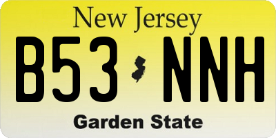 NJ license plate B53NNH