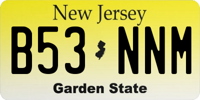 NJ license plate B53NNM