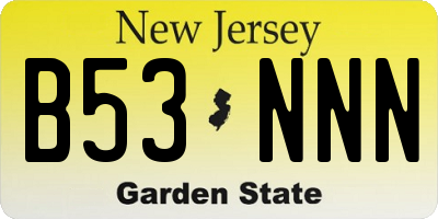 NJ license plate B53NNN