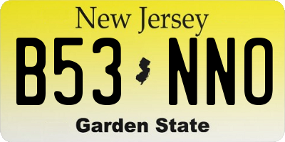 NJ license plate B53NNO