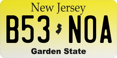 NJ license plate B53NOA