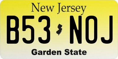 NJ license plate B53NOJ